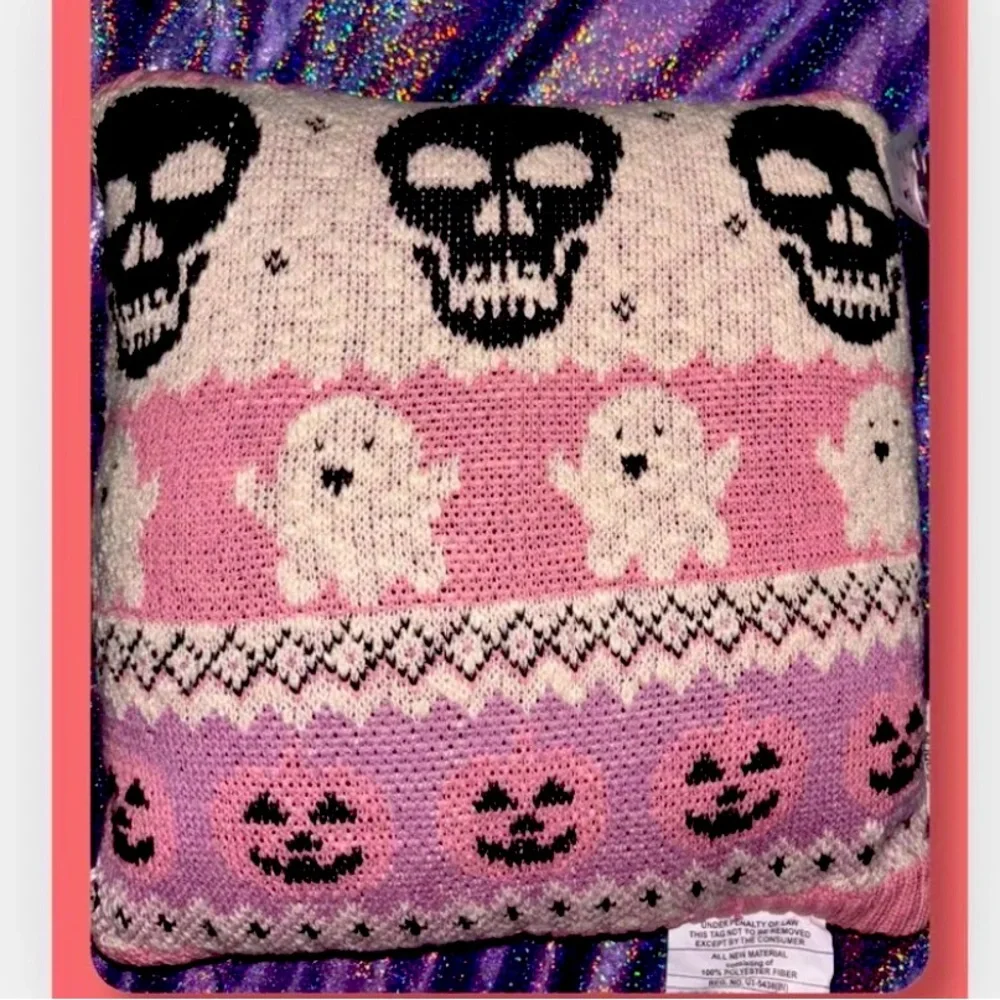 Goblin & Ghoul Pink Pastel Halloween throw pillow